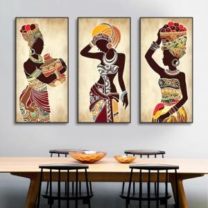 CHAOJIART piezas étnicas africanas negras mujer lienzo pint…