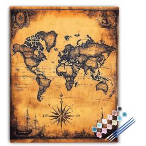 Pintar por Numeros Adultos Mapa, Manualidades Adultos Azul…