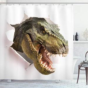 ABAKUHAUS Dinosaurio Cortina de Baño, Dino rompe Papel, Mat…