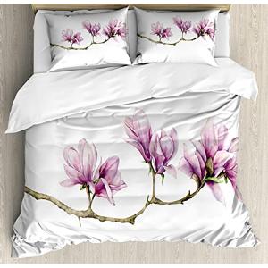 ABAKUHAUS Floral Funda Nórdica, Magnolia en una Rama, Decor…