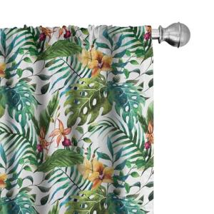 ABAKUHAUS Hoja Juego de 2 Paños Cortinas, Palmera Flores de…