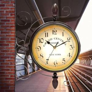 Reloj de Pared Giratorio de Doble Cara Retro de Hierro Forj…