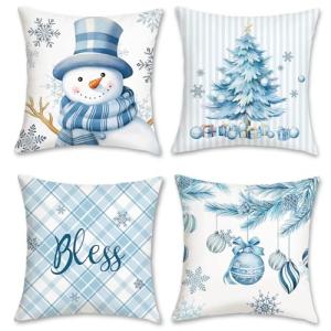 Bonhause Fundas Cojines Navidad Invierno 45 x 45 cm Funda d…