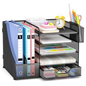 Apritsce Organizador Escritorio con Revistero, 5 Bandeja Es…
