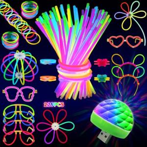 MOSSNDAR Pulseras Luminosas Fluorescentes,229pcs Barras Lum…