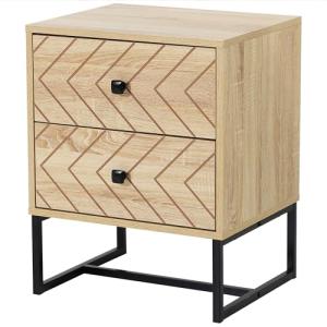 HOMCOM Mesita de Noche con 2 Cajones Cajonera de Madera par…