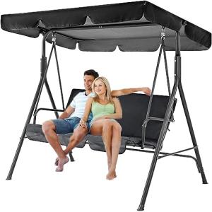 Columpio para exteriores con toldo ajustable, cómodo colump…