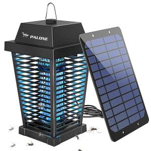 PALONE Lampara Antimosquitos Solar 4500v, Panel Solar de 7,…