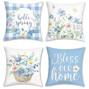 Bonhause Fundas Cojines Primavera Flores 45 x 45 cm Funda d…
