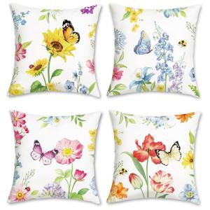 Bonhause Fundas Cojines Primavera Flores 45 x 45 cm Funda d…