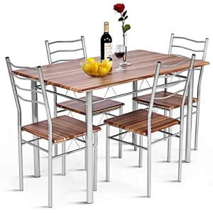 COSTWAY - Mesa de comedor con 4 sillas, marco de metal cont…