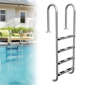 Froadp Escalera de piscina de acero inoxidable con 4 peldañ…