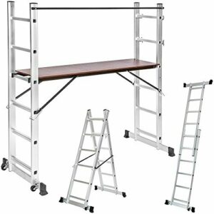 tectake® Escalera Plegable Aluminio, Escalera Telescópica M…