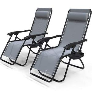 VOUNOT® Set de 2 Tumbona Plegable Multiposicione Jardín, Si…
