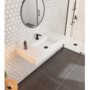 Lavabo sobre encimera de resina blanco 80x 46,5 x 12 cm - E…