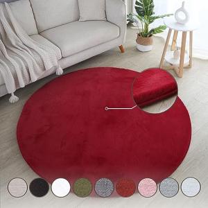 HomebyHome Alfombra de salón de 200 cm, redonda, color rojo…