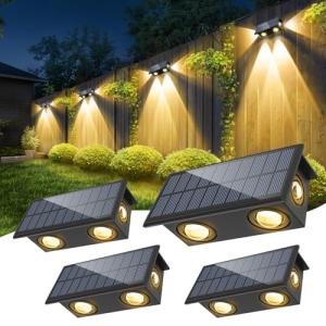 NATPOW Aplique Solar Pared Exterior, 4 Piezas Luces Solares…