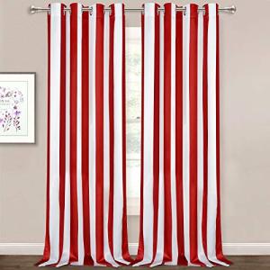 ASPMIZ Cortinas a Rayas Verticales Rojas y Blancas, con Oja…