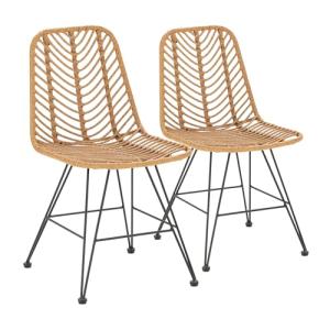 HOMN LIVING Pack 2 sillas de Comedor o Exterior emi Negro,…