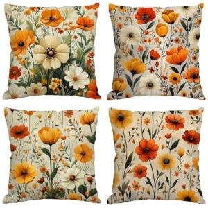 Funda Cojin 65x65 cm,Juego de 4 Fundas de Cojines Beige Ter…