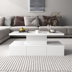 BENMWS Mesa de centro, mesa con cajones, lacado brillante,…