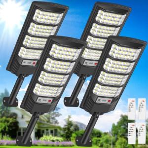 PEAKRO Farolas Solares Exterior, 600W Potente Focos LED Sol…
