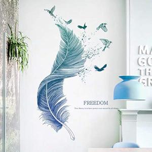WandSticker4U®- Pegatinas pared decorativas PLUMA azul (72x…