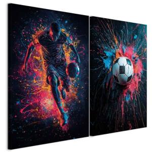 murando - Set De 2 Cuadros Multipanel Jugador de fútbol 80x…