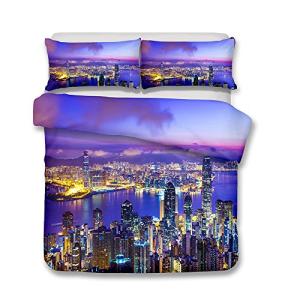 Enhome Juego de Ropa de Cama, 3D Ciudad Moderna Impresión 3…