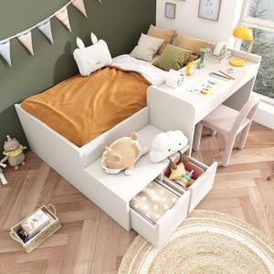 Huayz Cama infantil de 90 x 200 cm de madera maciza, cama i…