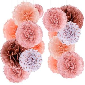 Romon Flores de Papel Decoracion, 20 Piezas Multicolor Pomp…