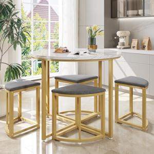 BXEYXE Juego de mesa de comedor con cuatro sillas,Conjunto…