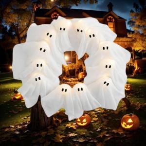 Decoraciones de Halloween al aire libre, 12 luces LED de fa…