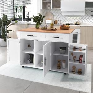 Huayz Isla de cocina independiente con encimera plegable, a…