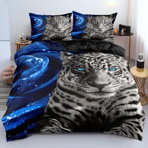 DXHOME Juego de ropa de cama de 135 x 200 cm, diseño de leo…