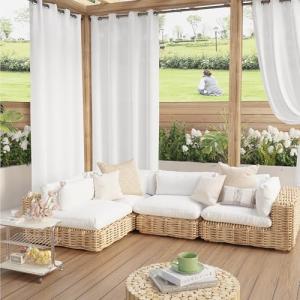 PONY DANCE Cortinas de Exterior Terraza Impermeable,Visillo…