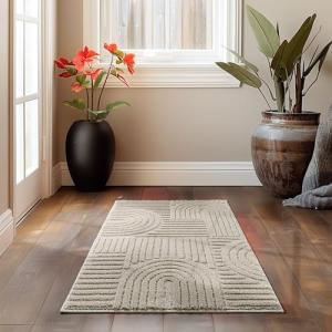 HomebyHome Alfombra de pelo corto, 60 x 110 cm, color beige…