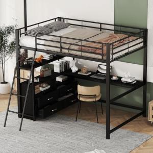 Dolamaní Cama alta de metal de 140 x 200 cm para niños, ado…