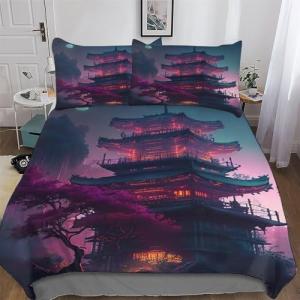 PPZYY Juego de ropa de cama con diseño de paisaje chino, fu…