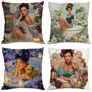 Mujer Cojines Exterior Impermeable Terciopelo Fundas Cojine…