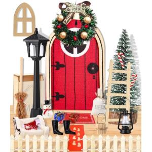 SOBEAU Puerta Elfo Navidad Accesorios, 25pcs Puerta de Elfo…