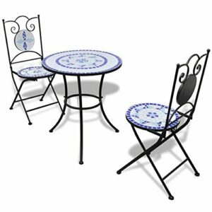 MOONAIRY Set de Mesa y sillas de jardín 3 pzas con Mosaico,…