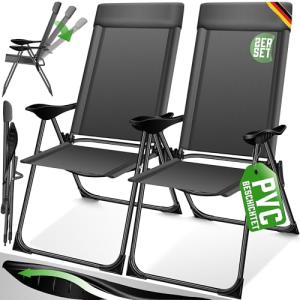 KESSER® Juego de 2 Sillas de Jardín Plegables de Aluminio c…