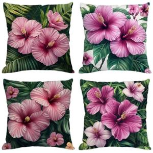 Funda Cojin 80x80 cm, Juego de 4 Fundas de Cojines Rosa Ter…