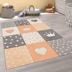 Paco Home Alfombra Infantil A Cuadros Corazones Corona Tama…