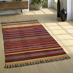Paco Home Alfombra Diseño Kilim Tejida A Mano 100% Algodón…