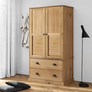 ZEYUAN Armario Vigo Madera Maciza de Pino 90x55x176 cm, Arm…