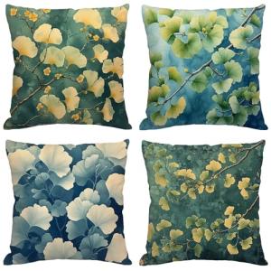 Funda Cojin 80x80 cm,Juego de 4 Fundas de Cojines Verde Ter…