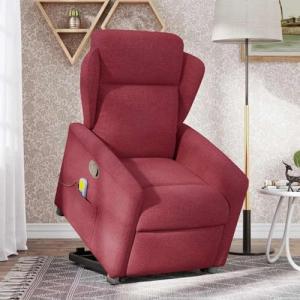 Tidyard Sillón reclinable de Masaje elevable Tela Rojo Tint…