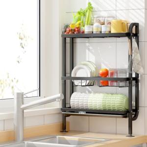 Mointal Escurridor de Platos 3 Niveles sobre Fregadero, Esc…